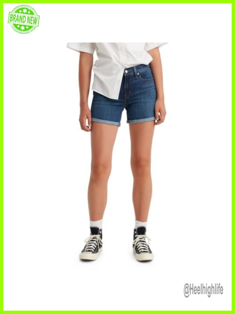 Slim Fit Denim Mid Rise Jean Shorts